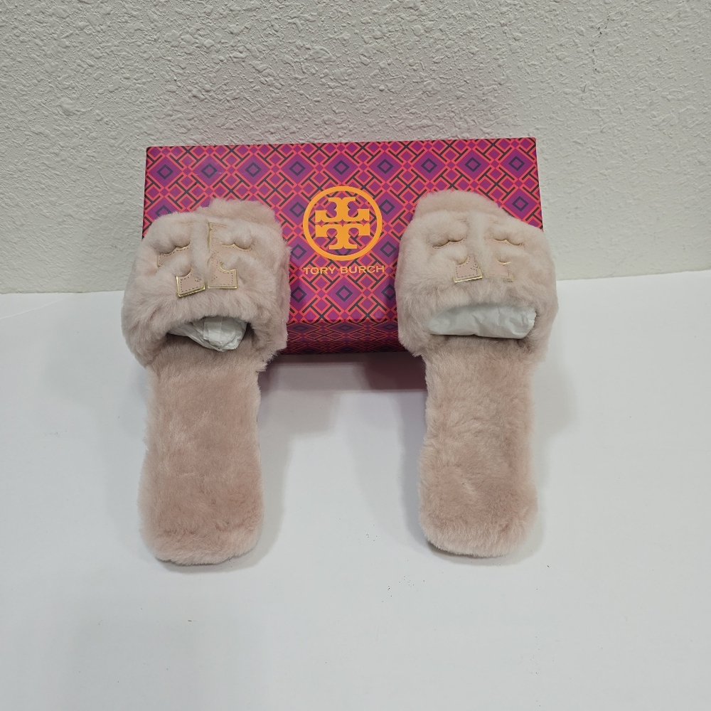 ❌SOLD❌Tory Burch Double T Shearling Slide